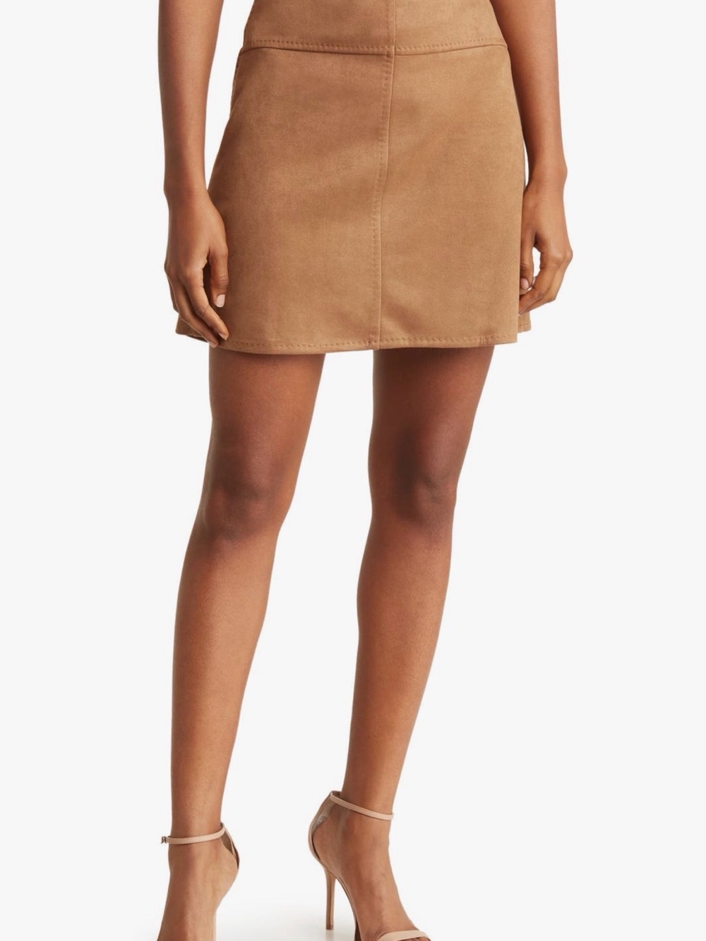 NWT Max Studio London Faux Suede Mini Skirt Brown Vicuna Size Medium